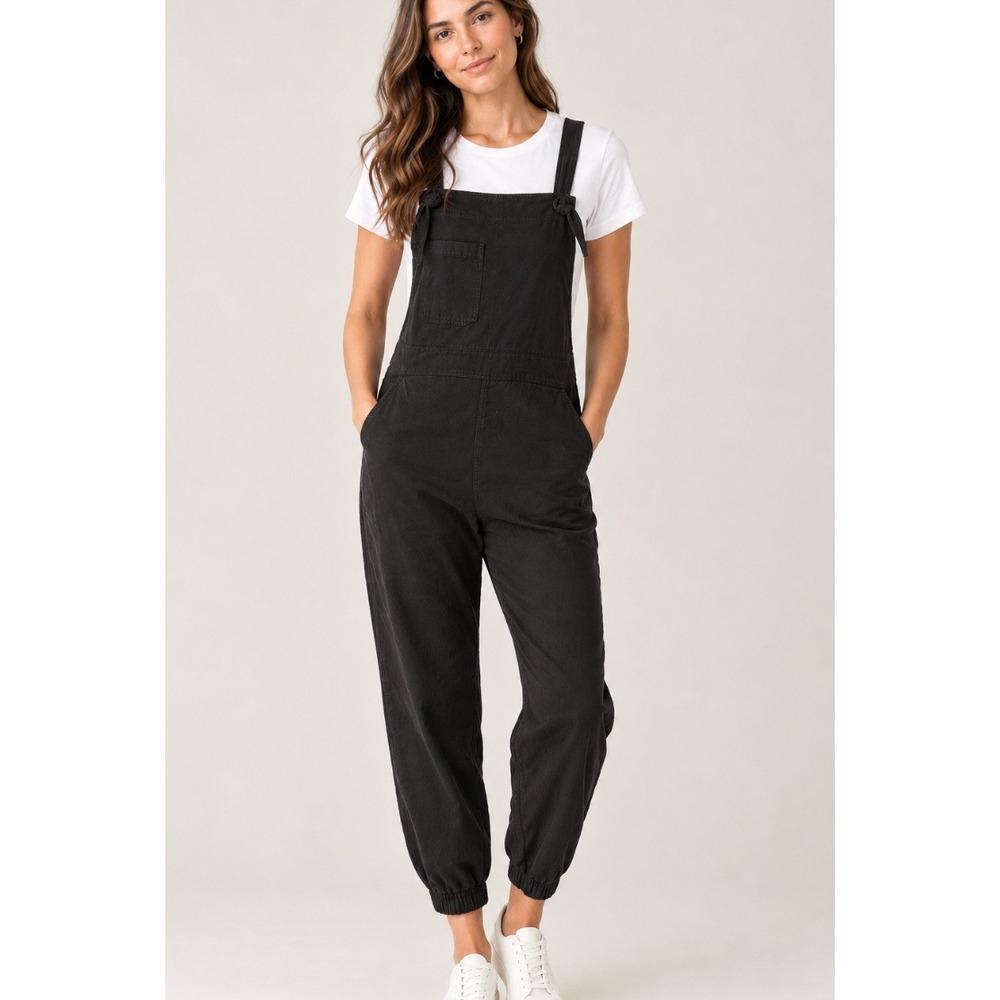 Hatch Square Neckline Jogger Style Overalls in Black sz 1 (US 4-6)